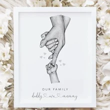 Personalised New Baby Family Print Family Hands Print New Parents Gift NewbornBaby Family Of 3 Print Mother's Father's Day Gift - Multicolor - View 9