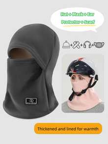 Gorro con máscara facial unisex, gorro de punto con forro térmico WarmthMax - a prueba de viento, aislamiento térmico, protección de orejeras, pasamontañas con capucha, transpirable, que absorbe la humedad, accesorio esencial para ciclismo al aire libre en clima frío, disfraz de Halloween, invierno, otoño, equipo de protección para exteriores en otoño y invierno con máscara de felpa y calor reforzado