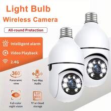 3MP 2K Light Bulb Security Cameras Outdoor Wireless Indoor Camera For Home Security, IP Camera PTZ,House Cameras,2.4 GHz WiFi Wireless Cameras Nanny Room Cam For Bedroom , With Smart Motion Detection, 2-Way Audio, Full Color Night Vision,Pet Camera Cat Dog With Phone App - Trắng-2.4G WiFi - Xem 10
