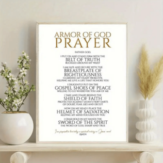 1pc Optional Wooden Frame Canvas Poster, God's Armor, Wall Art - Life Quotes, Perfect Printable Gift, You Can Print Living Room Wall Art, Bedroom Wall Decoration, Home Decoration, Room Decoration