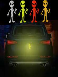 这款外星人主题高反光车贴，融合了和平标志和未来主义奇幻元素，采用优质乙烯基材料制成，防水防晒，为您的爱车增添前卫艺术气息。它是夜间行车安全的守护者。防水车贴，汽车配件 - 彩色 - 查看 6