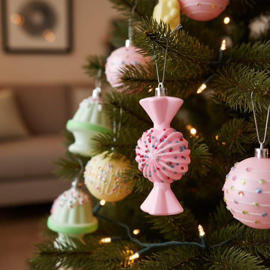 Christmas Tree Ornaments Creative Colorful Ball Hanging Decoration for Home Office Party Celebration - Multicolor - Ver 1