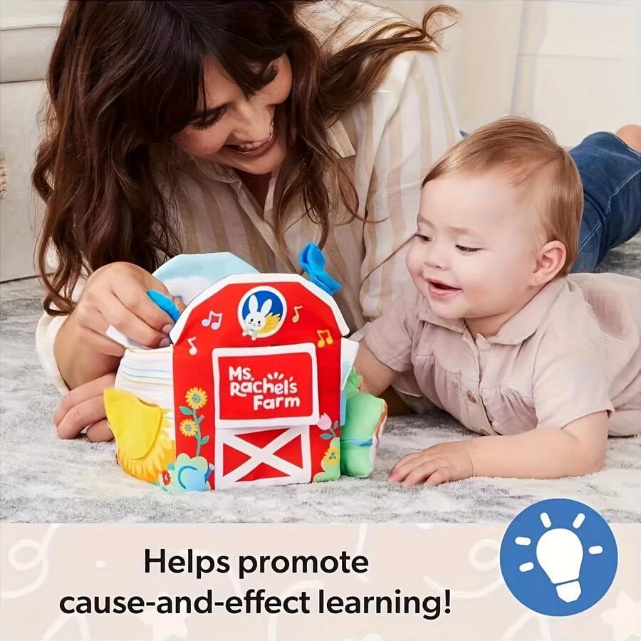 宝宝早期布书，提升宝宝认知能力，色彩鲜艳的布书 - 卡通动物尾巴图案，引人入胜的视觉和听觉训练，柔软涤纶材质，儿童学习玩具，耐用防撕裂防水早教布书，刺激宝宝触觉和视觉认知觉醒，适合作为圣诞节、生日和其他节日礼物！ - 彩色 - 查看 1