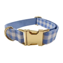 2026新款热销柔软舒适双层手工格纹锌合金宠物项圈，可调节套入式狗项圈，适合小型、中型和大型犬，宠物项圈/狗项圈/狗颈圈，锌合金材质，易于扣合解开，高端个性化宠物项圈，适合婚礼、情人节、生日等场合（由于面料差异，可能存在轻微批次和颜色差异，随机发货） - 彩色 - 查看 7