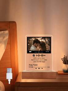 1 Stück personalisierte Musik LED Nachtlicht, personalisierte LED Musik Plakette, personalisierte LED Lampe mit Bild und Holzsockel, personalisierte Lied Acryl Plakette, personalisierte Bild Lied Lampe, Musik Foto Plakette Geschenk, beleuchtete Musik Plakette, Valentinstag Geschenk, Paar Geschenk, Erste Hochzeitsjahrestag Geschenk, Einweihungsgeschenk, Geschenk für Freund/in, Ehefrau/Mann, Weihnachtsgeschenk