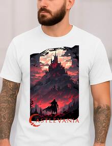 Castlevania Metroidvania T-Shirt, Video Game, Gamer, Nerd, Geek, Japan, Exclusive Print, Versatile And Modern Design, Comfort, Durability And Style, 100% Cotton, Unisex, Plus Size, Casual Shirt, Men's/Women's, Streetwear, Immediate Shipping - 白色 - 查看 2