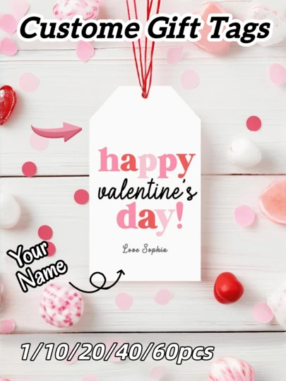1/10/20/40/60ชิ้น ป้ายของขวัญวันวาเลนไทน์ที่ปรับแต่งได้, ข้อความส่วนตัว | ป้ายของขวัญ, ป้ายถุงของขวัญ, ป้ายแขวน, ป้ายวันวาเลนไทน์ | สำหรับเธอ, เขา, เพื่อนสนิท, คู่รัก, เพื่อน, ครู | เหมาะสำหรับวันวาเลนไทน์, วัน Galentine's, วันครบรอบ, งานแต่งงาน, วันครู | เหมาะสำหรับช่อดอกไม้, ไวน์, กล่องขนม, ของขวัญปาร์ตี้, งานฝีมือ DIY, ของตกแต่งบ้าน, ของขวัญเซอร์ไพรส์เล็กๆ น้อยๆ
