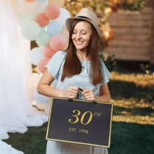 1set/2sets/5sets, 30th Birthday Gift Bags & Cards, Thin Paper, Unisex, 1996/30th Anniversary Elegant Black & Gold Party Gift Packaging Paper Bags (Black/Pink) - Multicolor 30 Years Old - View 4