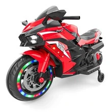 12V Children's Motorcycle, Electric Motorcycle With LED Lights, Red, Two Wheels - Red - View 5