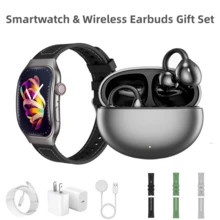 Sports Set 7in1 Set, Smartwatch, 1.83-Inch Full Touch Screen Display, Supports Message And Call Answering Smartwatch, Two Watch Straps, Ear Clip Headphones, Headphone Inflator, Watch Charging Head+2-Meter Data Cable Monitoring, Sports Pedometer, Information Reminder, Suitable For IPhone And Android Phones, Smart Wristband Fitness Watch, Gifts For Women And Men's Friends, Birthday Gifts - 彩色 - 查看 7