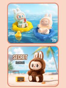Pop Mart THE MONSTERS Sitting Party Plush Blind Box - 6 Regular Designs + 1 Hidden Design, Cute Labubu Rabbit Monster Sitting Posture, Paired With Beach Elements (Sandcastle, Guitar, Ice Cream) - Multicolor - View 9