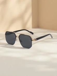 1pc New Men's Fashion Decorative Glasses, Retro Geometric Style Glasses Suitable For Cycling, Sports, Outfit Accessories, And Daily Use - Multicolor - View 11