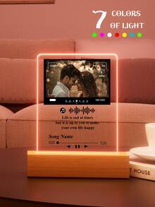 1 Stück personalisierte Musik LED Nachtlicht, personalisierte LED Musik Plakette, personalisierte LED Lampe mit Bild und Holzsockel, personalisierte Lied Acryl Plakette, personalisierte Bild Lied Lampe, Musik Foto Plakette Geschenk, beleuchtete Musik Plakette, Valentinstag Geschenk, Paar Geschenk, Erste Hochzeitsjahrestag Geschenk, Einweihungsgeschenk, Geschenk für Freund/in, Ehefrau/Mann, Weihnachtsgeschenk