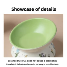 1pc High-Raised Slant-Mouth Ceramic Pet Bowl - Ergonomic Neck Protection Cat Dog Food & Water Bowl, Cute Anti-Spill Pet Feeding Bowl For Cats & Dogs, Easy To Clean, Stable Non-Slip Pet Dish With Elevated Design - Multicolor - View 11