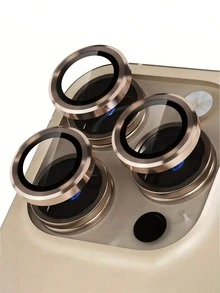 3片装超清钢化玻璃摄像头镜头保护膜，兼容 17/17 Pro/17 Pro Max、16/16e、16 Pro/Pro Max、15 Pro Max、15 Pro、15 Plus、15、14 Pro Max、14、14 Pro、14 Plus、13、13 Pro Max、11、12 - 表面光滑，粘性强，带金属环盖 - 金色 - 查看 17