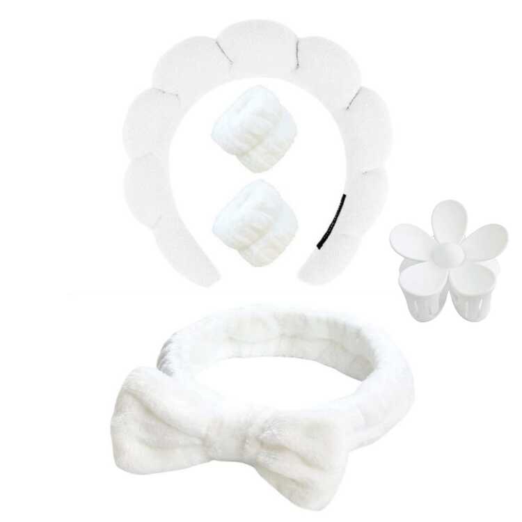 10 Sets (5pcs/Set) Facial Headbands, Wristbands, Spa Headbands, Makeup Headbands, Cleansing Headbands, Skincare Headbands, Pink Velvet Fluffy Sponge Headbands, Bows, Scrunchies, Spa Headbands, Wristbands, Women & Girls Hair Accessories Set, Women & Girls Fashion Accessories, Elegant Gifts - Five-piece Set - View 15