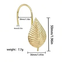 12 Pieces Of Golden Leaf Stainless Steel Hooks Suitable For Bathroom And Kitchen Curtain Rods, Which Look High-End Back To School Bathroom Decor - Gold - View 3