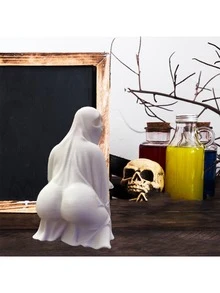 Playful Ghost Figurine With Bold Design – Unique Resin Art For Halloween Enthusiasts, A Conversation Starter For Any Space - Multicolor - View 3