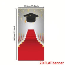 2D Flat Door Cover, 1 Graduation Door Cover - Bright Red Long Red Carpet Graduation Party Decoration, With Stars, Hats And Snowflake Patterns - Durable Polyester Fabric, Suitable For Graduation Ceremonies, Birthdays And Check-In - No Electricity Required, Graduation Party Decoration - Multicolor - View 6