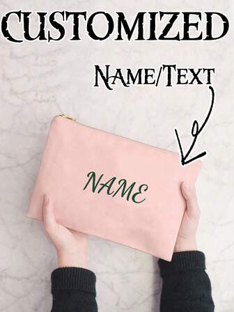 1pc Customizable Unique Fashion Simple Letter Lightweight Multi-Pocket Pouch, Can Fit Phone, Cosmetic, Coin, Clutch, Essential For Travel, Adorned With Letter, Name, Text, Logo,Portable,Versatile,Lightweight,Functional,Practical,All-Purpose,Colorful,Adorable,Funny,Kawaii,Vacay Vibes/Vacation,Minimalist,Unisex,Leisure,Commuting,Custom,Personalized,Unique,Customized,Boyfriend,Girlfriend,Family,Women, Rookies & White-Collar Workers,Friends