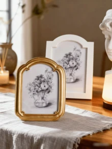 1 قطعة إطار صور زخرفي من الراتنج باللون الذهبي/الفضي/البني، خيارات متعددة الألوان، إطار صور مكتبي بتصميم بسيط مناسب للغرفة والمكتب والمكتبة - متعدد الألوان - مشاهدة 4