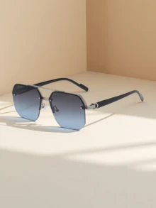 1pc New Men's Fashion Decorative Glasses, Retro Geometric Style Glasses Suitable For Cycling, Sports, Outfit Accessories, And Daily Use - Multicolor - View 1