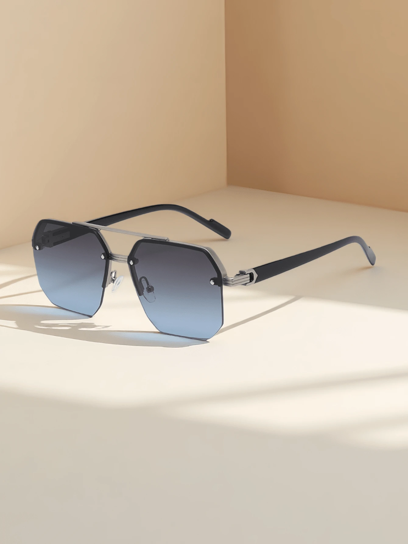 1pc New Men's Fashion Decorative Glasses, Retro Geometric Style Glasses Suitable For Cycling, Sports, Outfit Accessories, And Daily Use - Multicolor - View 1