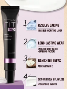 Maybelline FIT ME Primer DEWY + SMOOTH (Hydrating Version) 30ML/1.01FL.OZ, One-Step Pre-Makeup Shield from Foundation Irritation, More Hydrating Base Makeup with 4-in-1 Benefits, Resolve Caking, Long-Lasting Wear, Banish, Fal-1 Benefits, Resolve Caking, Long-Lasting Wear, Banish, Fulmal, Smal, Smal, Smal, Smal, Smal, Smal, Imal, Smal, Smal, Smal, Smal, Smal, Smal, Smal, Smal, Smal, Smal, Smal, NV相關） Dry Skin, NO CAKING NO DULLING NO FADING, 3-Step Easy Application for Daily Smooth & Radiant Prep - 美寶蓮訂製妝前乳水潤版 - 查看 7