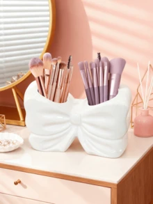 1个可爱蝴蝶结造型笔筒 - 桌面收纳架，可放置化妆刷和办公用品，优雅的化妆刷收纳架，是女孩和学生的理想创意装饰品（购买前请参考尺寸表） - 彩色 - 查看 4