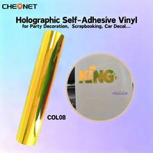 CHEONET Premium Holographic Vinyl Roll - Self-Adhesive Permanent Sticker, Suitable For DIY Crafts And Decorations, All-Weather Fade Resistant, Ideal For Glass Surfaces