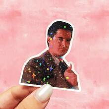Twin Peaks: Agent Dale Cooper Sticker - Vinyl Sticker With Book And Cat Graphic, Weather-Resistant Car Sticker, Suitable For Cars, Trucks, SUVs, Cat Stickers, Humorous Stickers, High-Quality Adhesive Backing - Multicolor - View 2