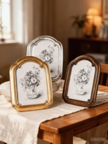 1 قطعة إطار صور زخرفي من الراتنج باللون الذهبي/الفضي/البني، خيارات متعددة الألوان، إطار صور مكتبي بتصميم بسيط مناسب للغرفة والمكتب والمكتبة - متعدد الألوان - مشاهدة 3