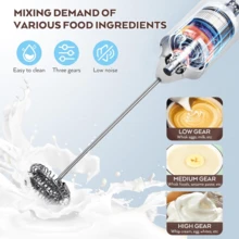 Rechargeable Handheld Milk Frother | 3-Speed Rechargeable Whisk With3 Detachable Heads, Compact Baking Tool For Thin Batter / Eggs / Cookies| Ideal For Tiny Kitchen / RV / Camping (Macaron Purple & White) - 白色,3個攪拌器 - 查看 6