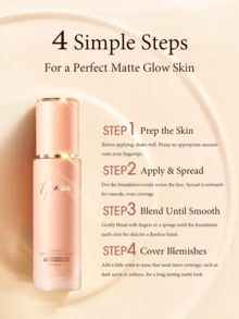 HEXZE 超持久柔雾防晒粉底液 SPF 39 PA+++，蕴含维生素E，高遮瑕，轻盈持久，保湿防晒，适合日常使用，新手友好，D03 浅米色，适合中等至橄榄肤色 - D03 Wheat Beige - 查看 6