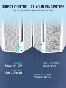 Computer Speakers, PC Speakers For Desktop With RGB, Volume Control, Gaming Speakers USB Powered Wired With Bass Boost, Volume Control, Power On/Off, Controllable RGB, 3.5mm Aux Audio Cable For Laptop Monitor Phone Tablet-FIFINE A20 White - White - View 8