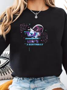 Editable Ghost Spider Birthday Invitation, Spidey Birthday Invite, Spidey Birthday Card, Ghost Spider Invite, Gwen Birthday Party Invite Sweatshirt - màu đen - Xem 2