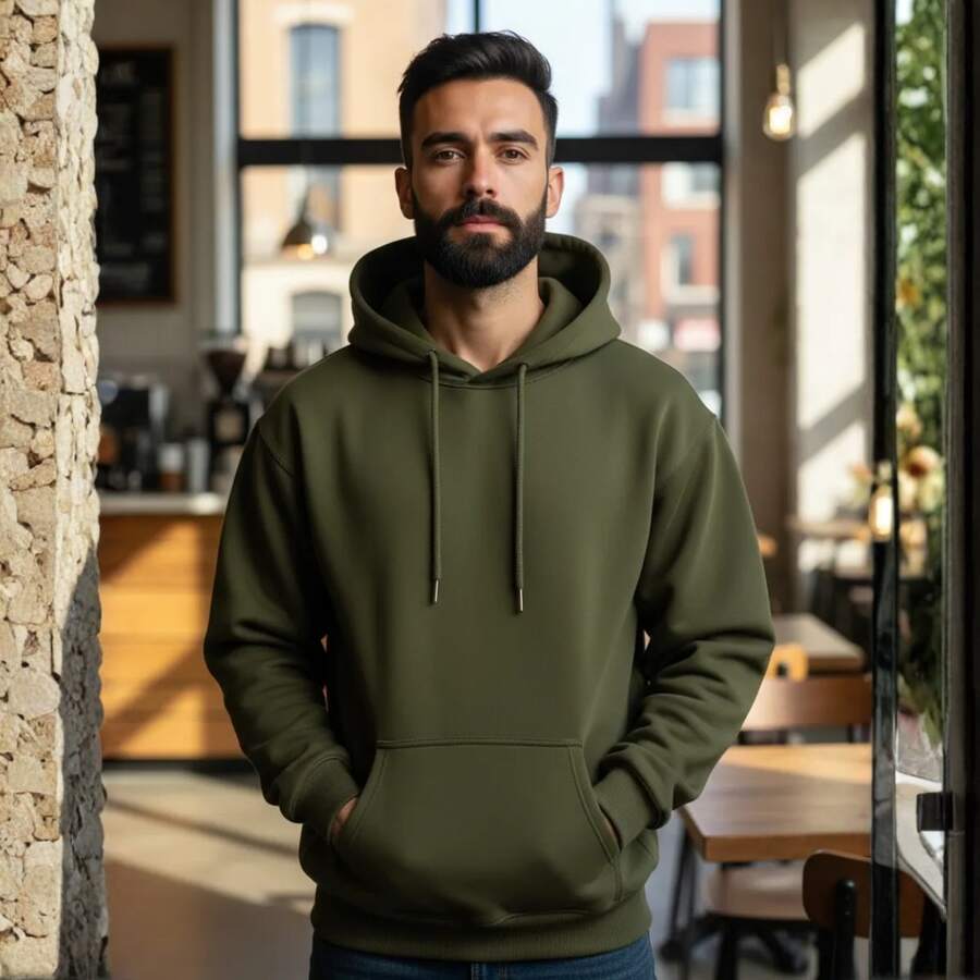 Premium Thick Sweatshirt For Intense Cold Weather - Stylish And Comfortable - أخضر - مشاهدة 1