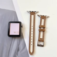 简约时尚帆布表带，兼容 Series 1/2/3/4/5/6/7/8/9/10/SE/Ultra，金属表扣快拆设计，适用于 38mm、40mm、41mm、42mm、44mm、45mm 和 49mm 表盘尺寸，商务休闲轻便款。 - 焦糖色 - 查看 5