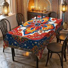 1/20 piezas Mantel clásico: Un mantel clásico y lujoso con un patrón geométrico azul y rojo, con un tema alegre y patrones de estilo árabe. Adecuado para la decoración del hogar en el estudio, la cocina, el dormitorio, picnics al aire decoraciones navideñas. - Multicolor - Ver 5