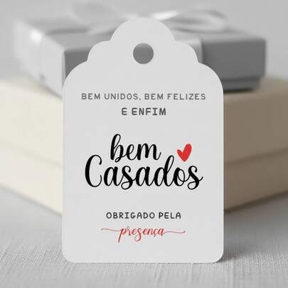 50 Tags Lembrancinha de Casamento - Kit de Etiquetas 6x4cm para Bem Casados de Convidados