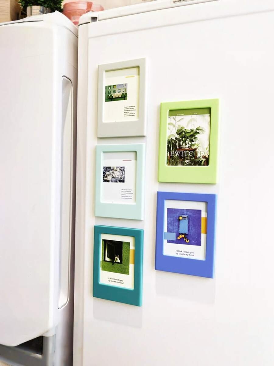 5个带冰箱贴的透明竖款3英寸相框，适用于冰箱、门、墙壁 - 现代DIY照片展示 - 彩色 - 查看 1