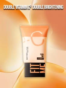 Maybelline FIT ME FLUSH TINT 2X VITAMIN C #03 NATURAL TONE 5/30ml, Double Vitamin C² Double Brightening, 8-Dimensional Skin Improvement, Triple Essence Infused (Hyaluronic Acid 24H Hydration, Vitamin C Bright Essence Infused (Hyaluronic Acid 24H Hydration, Ivenmin C Bright Essence Infused (Hyaluronic Acid 24H Hydration, Pamnad C Brightening. 3-Step Easy Application (Warm-Press-Pat) for Bright Fair Skin, Ideal for Daily Hydrating & Radiance Boost, Essential Item for Daily Skin Caring and Makeup Use - 美寶蓮早C管素顏霜 03 - 查看 9
