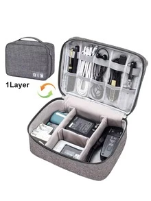 Waterproof Cable Storage Bag Portable Digital Electronic Organizer USB Cable Data Charger Plug Storage Bag - màu đen - Xem 3