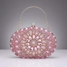 Women's Fashion Clutch Bag For Evening Parties With Glitter And Rhinestones F49 - Stylish And Minimalist - 泡泡糖粉 - 查看 4