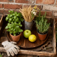 1个大号红木圆形托盘，现代农舍风格托盘，圆形种植托盘，种子托盘，木质植物托盘，适用于盆栽植物展示、摆放、种植，户外露台，户外花园装饰，户外及花园用品，春夏秋冬园艺，母亲节，生日礼物，情人节礼物