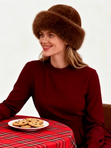 Ladies Fall Winter Plush Beanie Thermal Slimming Face Universal Imitation Mink Earmuff Fisherman Hat Lightweight Pile Fabric Headgear For Daily Outfit Windproof Design Fashionable - Coffee Brown - View 3