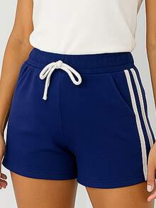 SHORTS MALHA CREPE CURTO VERÃO LANÇAMENTO PRETO AZUL VINHO - AZUL - Visão 2