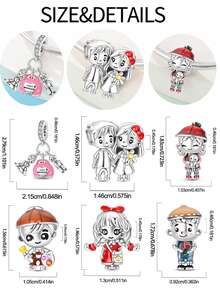 1pc Set Of Charms Featuring A Little Painter, Cartoon Girl, Couple In Love, Dopamine Girl, Sporty Boy, And Newlywed Couple, Perfect For DIY Creative Bracelets And Wristbands. Suitable As Birthday, Holiday, Or Couple Gifts For Women And Girls. - Multicolor - View 2