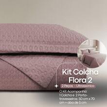 Kit Colcha Cobreleito Matelado Ultrassônico Percal Toque Macio 2 e 3 peças Flora 2 Habitat Solteiro Casal Queen King e Super King - uva - Visão 6