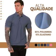 Kit Of 3 Premium Polyamide Polo Shirts For Men With Collar And Buttons, Breathable Fabric - Black/White/Gray - View 5